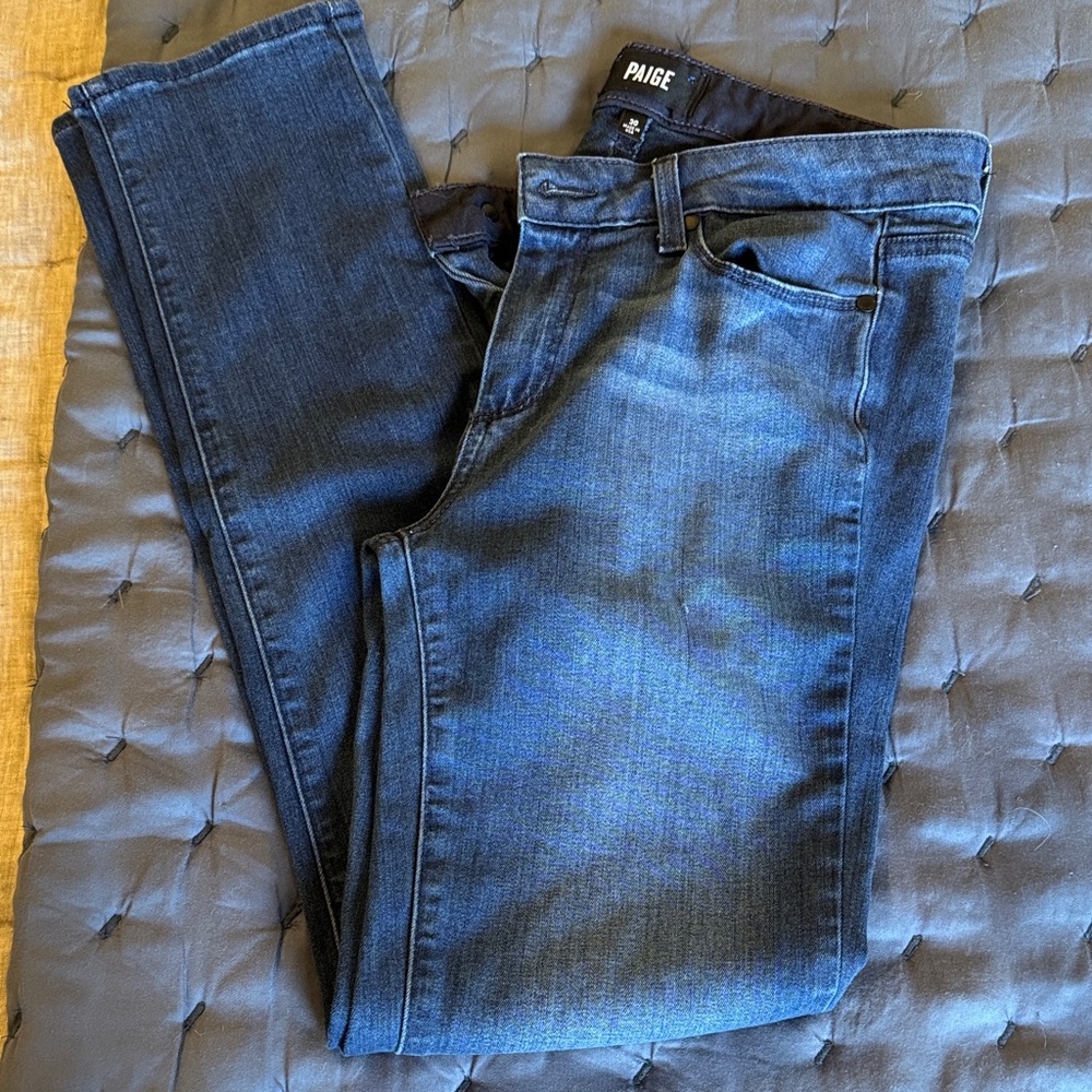 PAIGE Women's Dark Blue Slim Fit Jeans